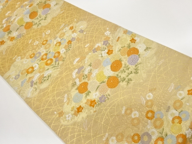 服部織物製　秋草模様織出し袋帯